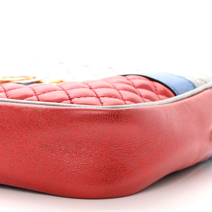 Gucci Laminated Nappa Trapuntata Small Zumi Shoulder Bag Rosso Marine Argento 10 of 10