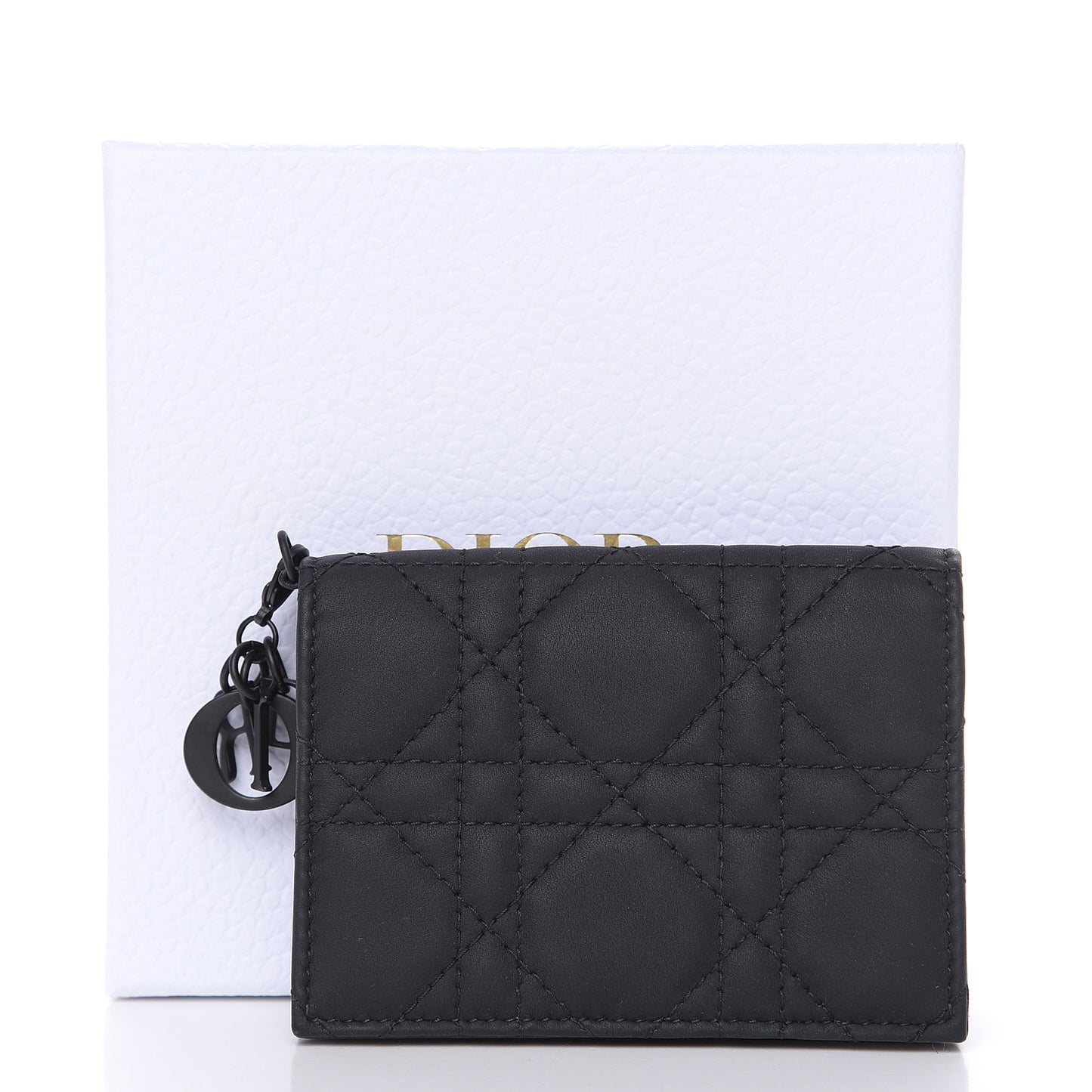 Ultra Matte Calfskin Small Lady Dior Flap Card Holder Black