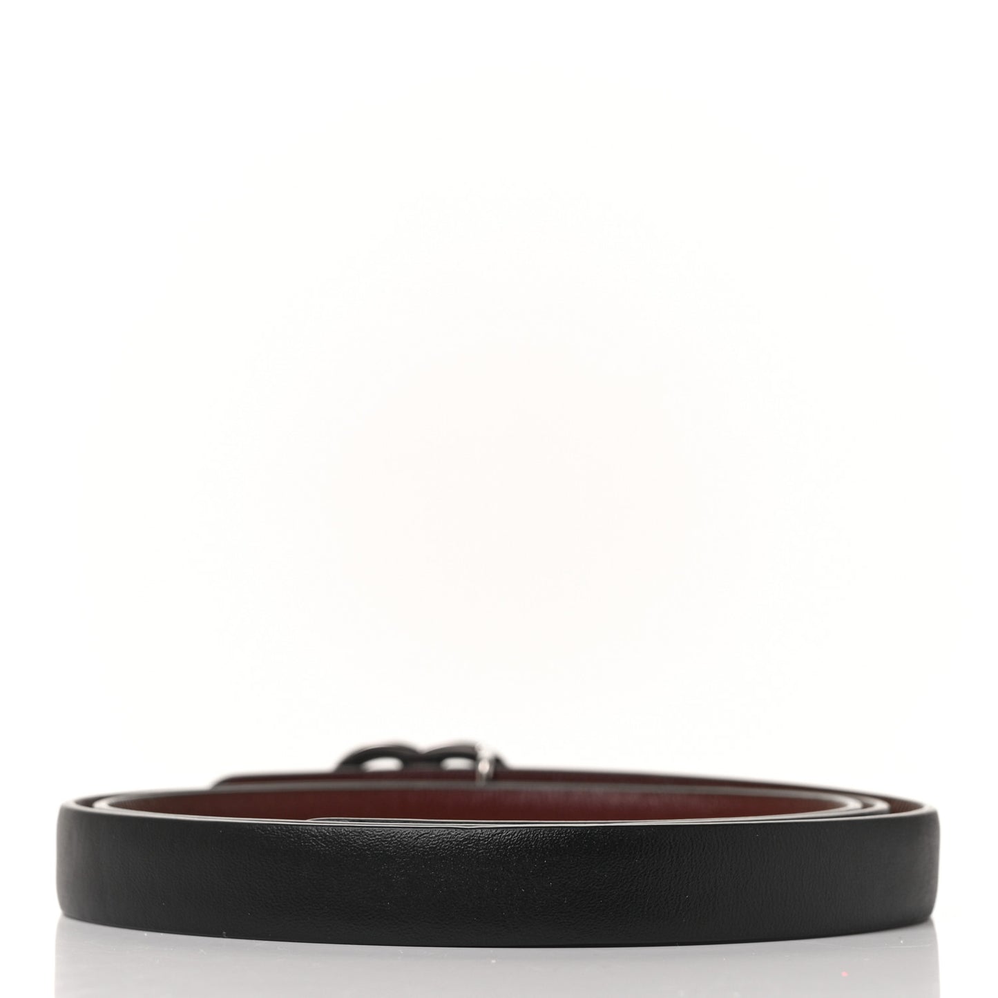 Calfskin CC Skinny Reversible Belt 80 Black Burgundy