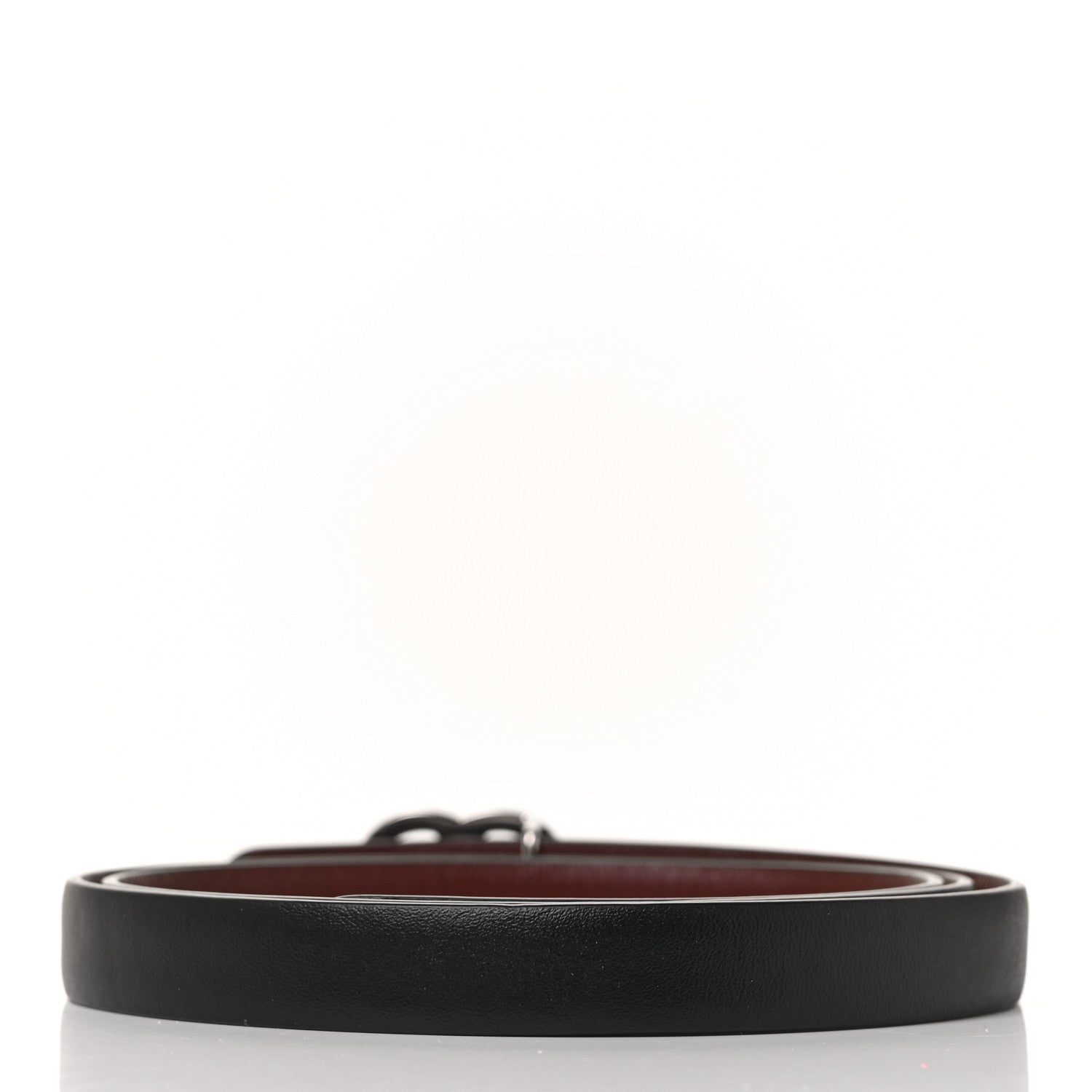 Chanel Calfskin CC Skinny Reversible Belt 80 Black Burgundy 2 of 4