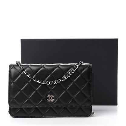 Chanel Lambskin Quilted Wallet On Chain WOC Black 12 of 12