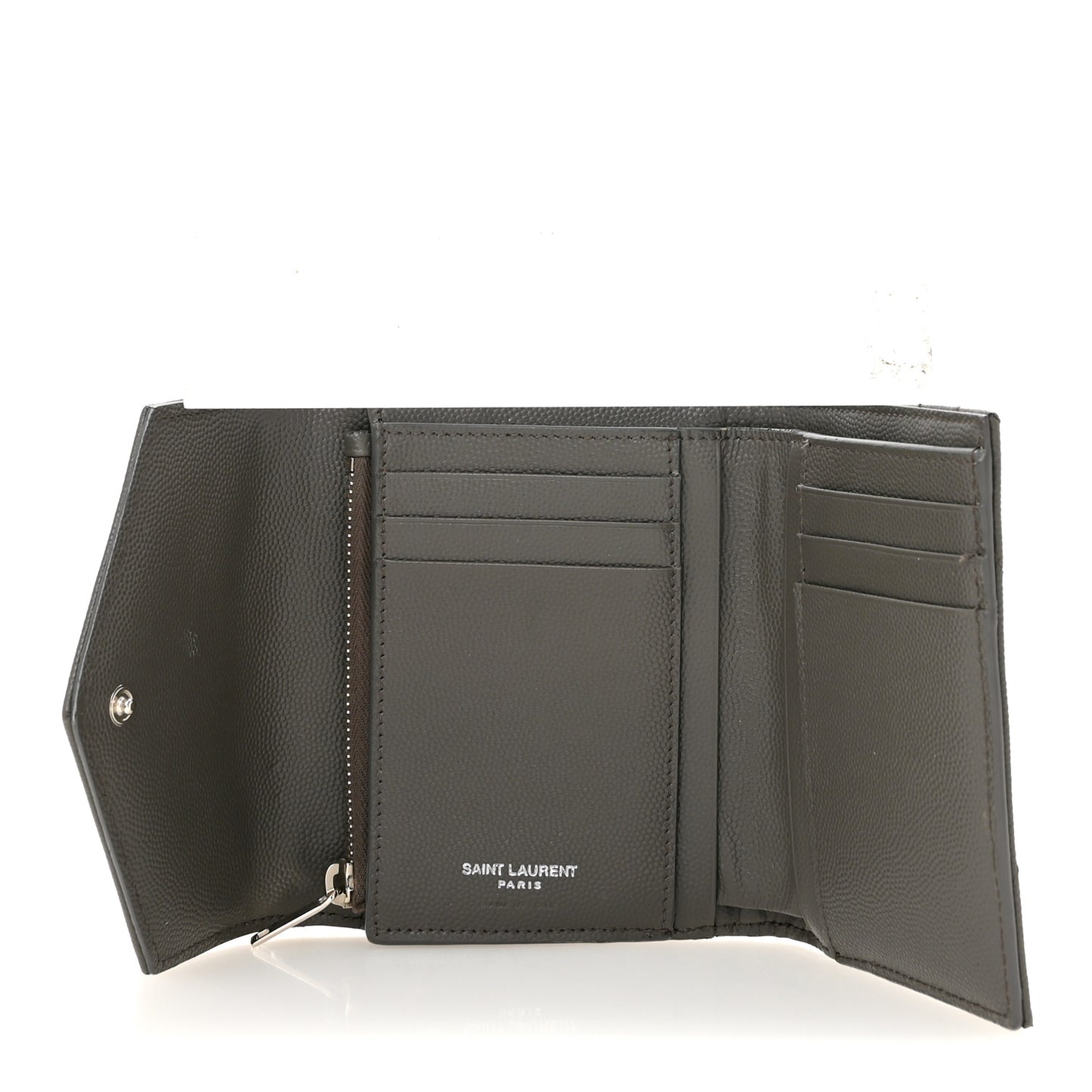 Grain De Poudre Matelasse Chevron Monogram Compact Tri Fold Wallet Coffee