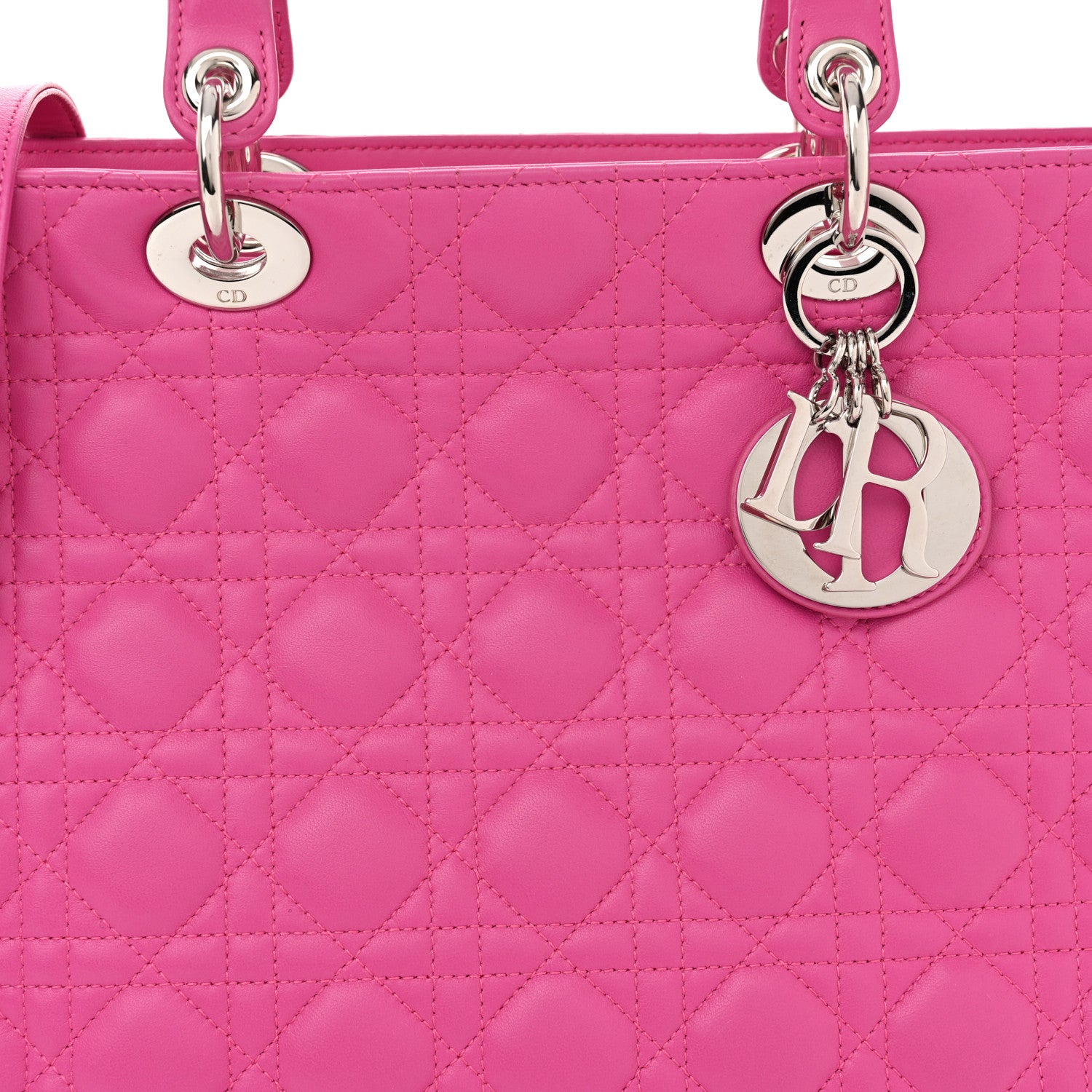 Christian Dior Lambskin Cannage Large Lady Dior Fuchsia Fuchsia 8 of 11