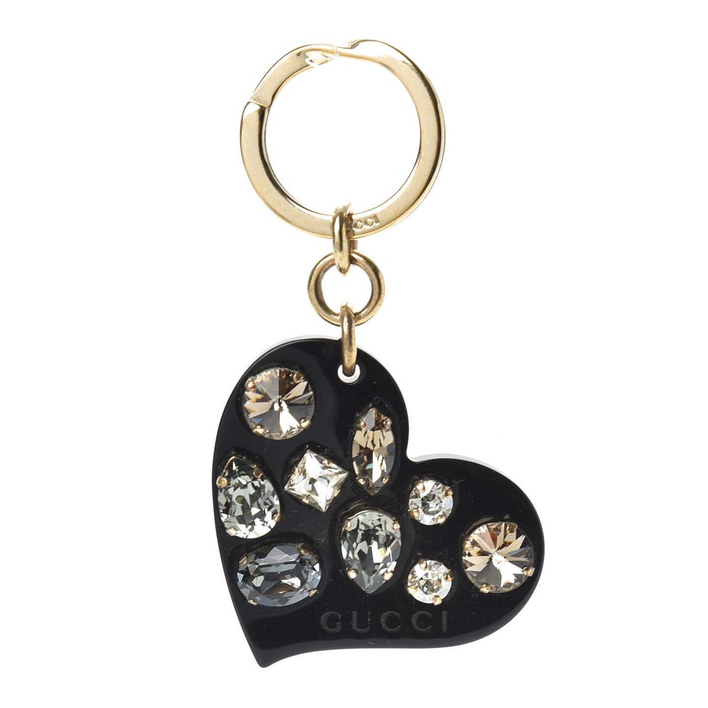 Resin Crystal Heart Key Chain Black