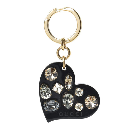 Gucci Resin Crystal Heart Key Chain Black 1 of 4