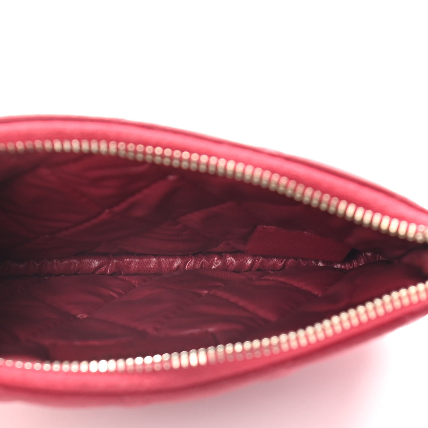 Lambskin Quilted Small Cosmetic Case Dark Pink