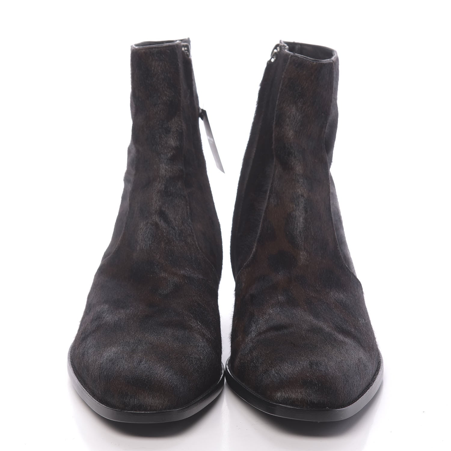 Saint Laurent Pony Hair Leopard Print Mens Wyatt 40 Boots 45 Black Fonce 2 of 9