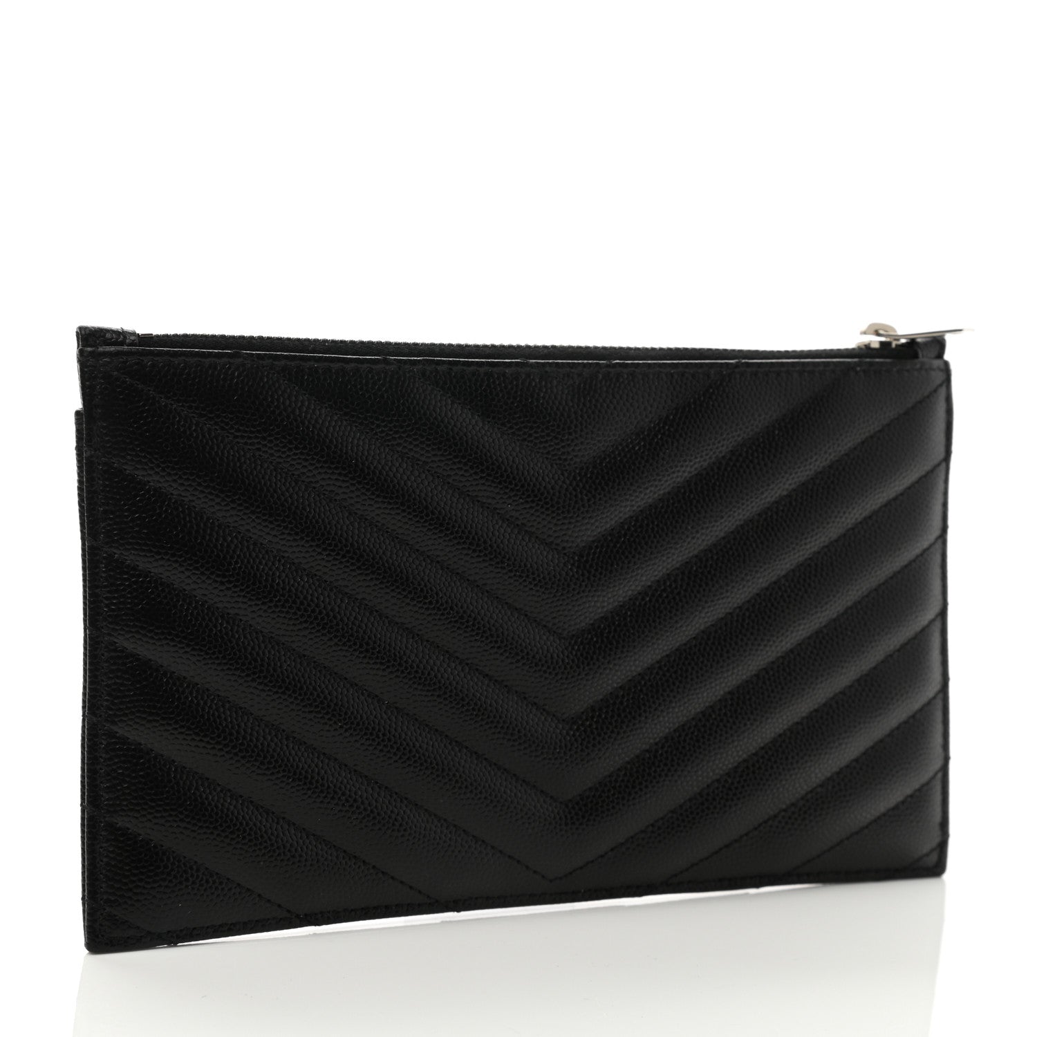 Saint Laurent Grain De Poudre Chevron Monogram Bill Pouch Black 3 of 7