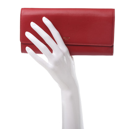 Celine Lambskin Large Flap Wallet Red 2 of 8