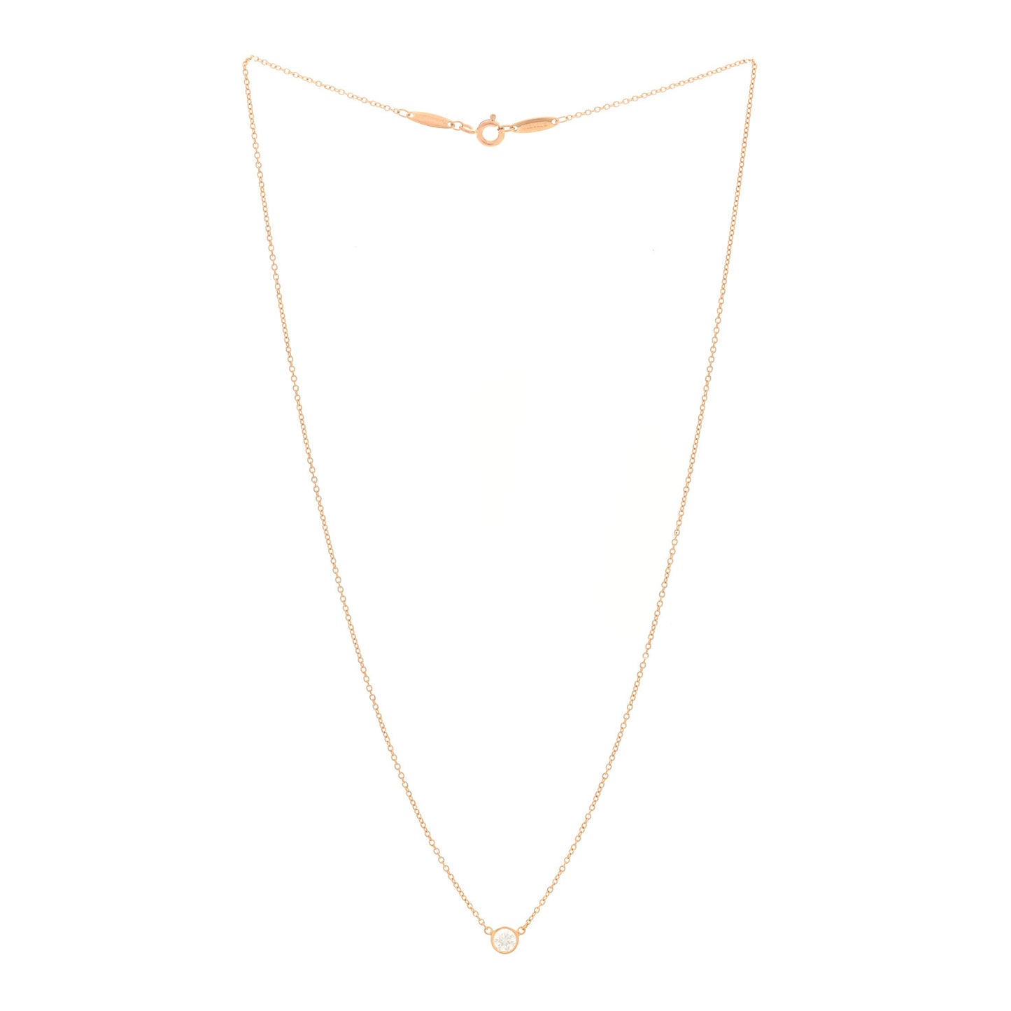 18K Rose Gold Diamond .25ct Elsa Peretti Diamonds by the Yard Pendant Necklace