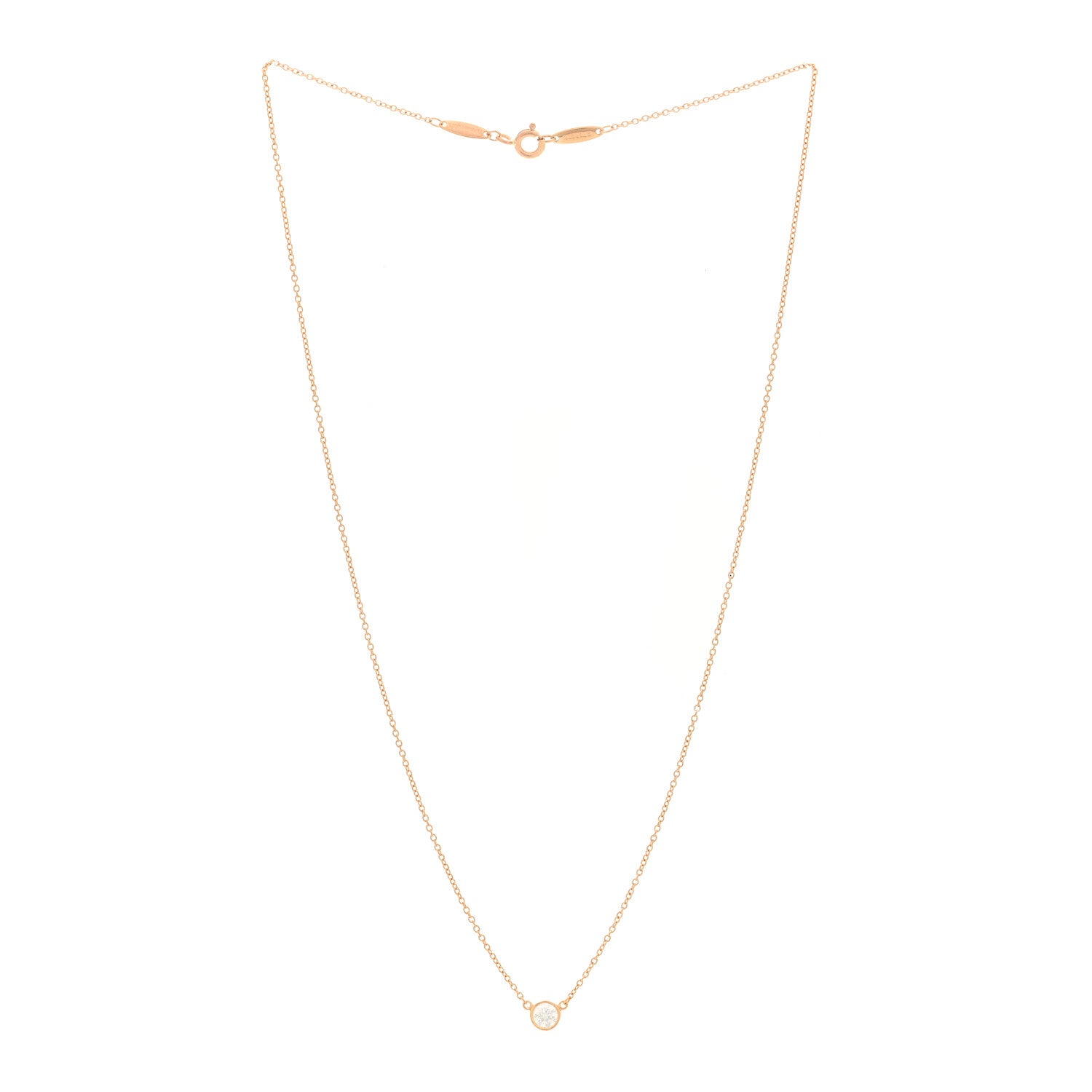 Tiffany 18K Rose Gold Diamond .25ct Elsa Peretti Diamonds by the Yard Pendant Necklace 3 of 4