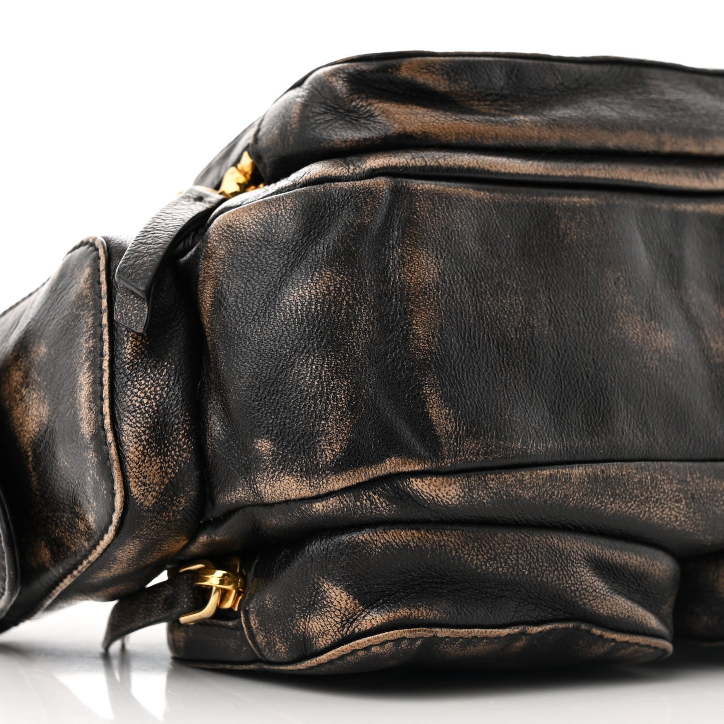 Distressed Nappa Pocket Bag  Sand Coffee