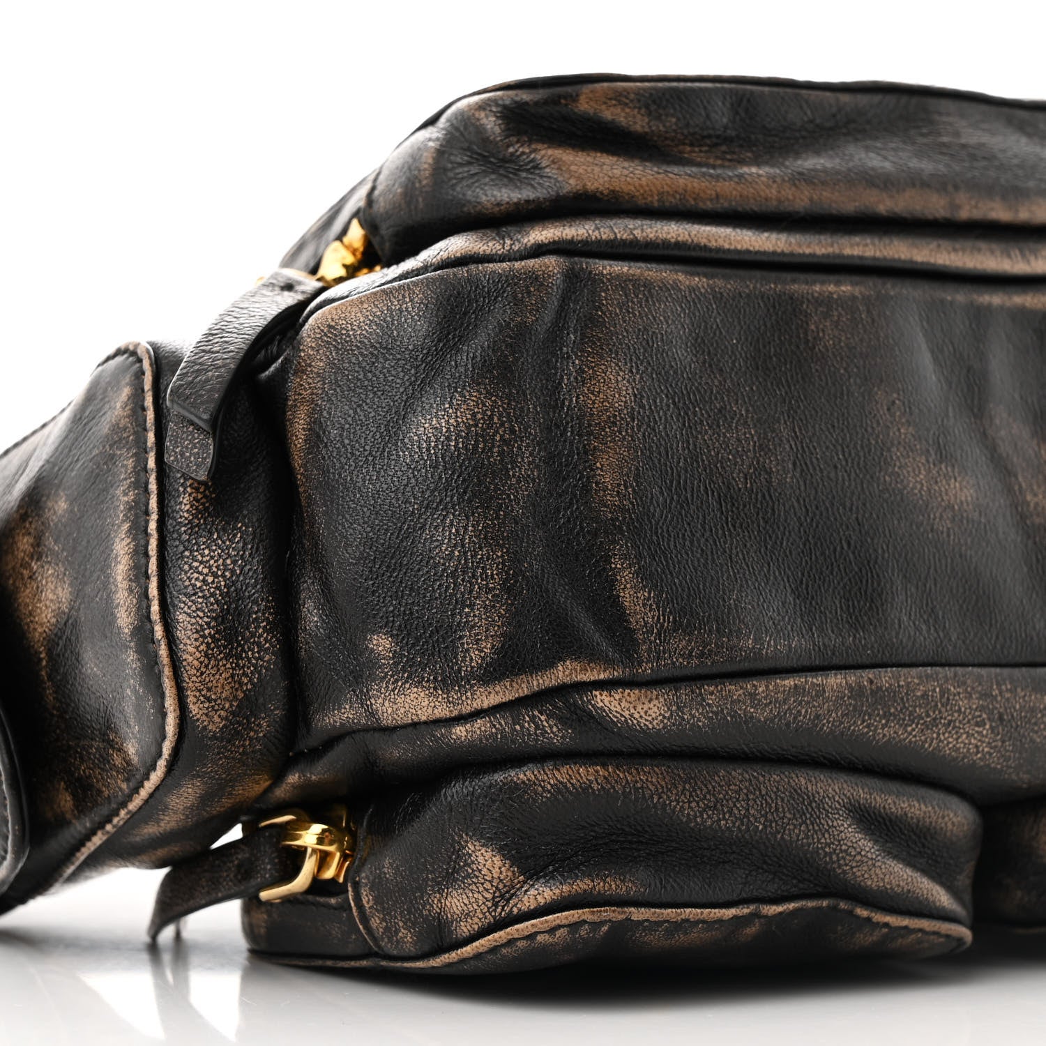 Miu Miu Distressed Nappa Pocket Bag  Sand Coffee 8 of 9