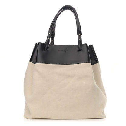 Bottega Veneta Natural Linen Matte Calfskin Quad Tote Black 3 of 10