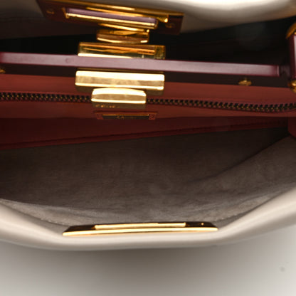 Fendi Vitello Seta Shiny Nappa Medium Peekaboo Iconic Satchel Grigio Polvere Bois de Rose 6 of 9