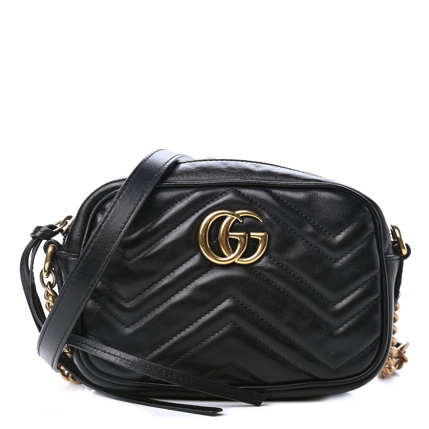 Calfskin Matelasse Mini GG Marmont Chain Shoulder Bag Black