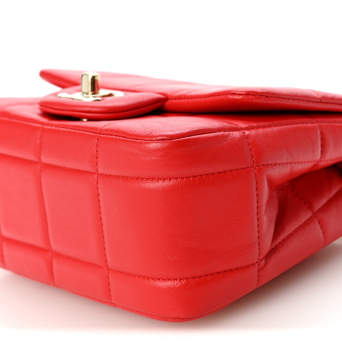 Lambskin Resin Crystal Square Quilted Monacoco Mini Flap Red