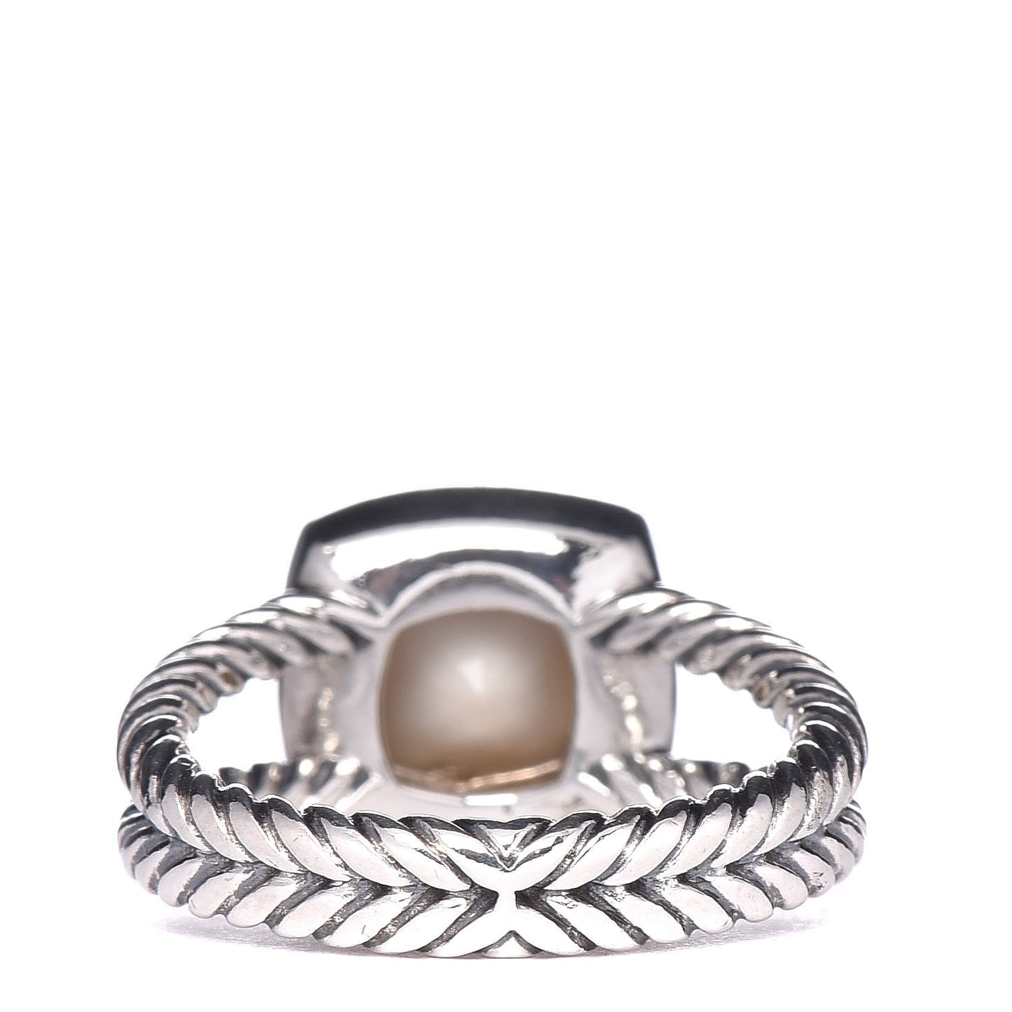 Sterling Silver Diamond White Agate 7mm Petite Albion Ring 53 6.25