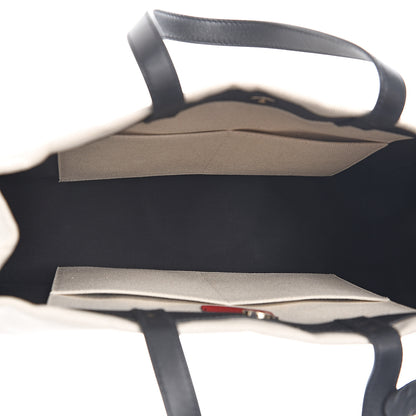Valentino Garavani Canvas Calfskin VLTN Print Small Rockstud Tote Naturale Black 4 of 9
