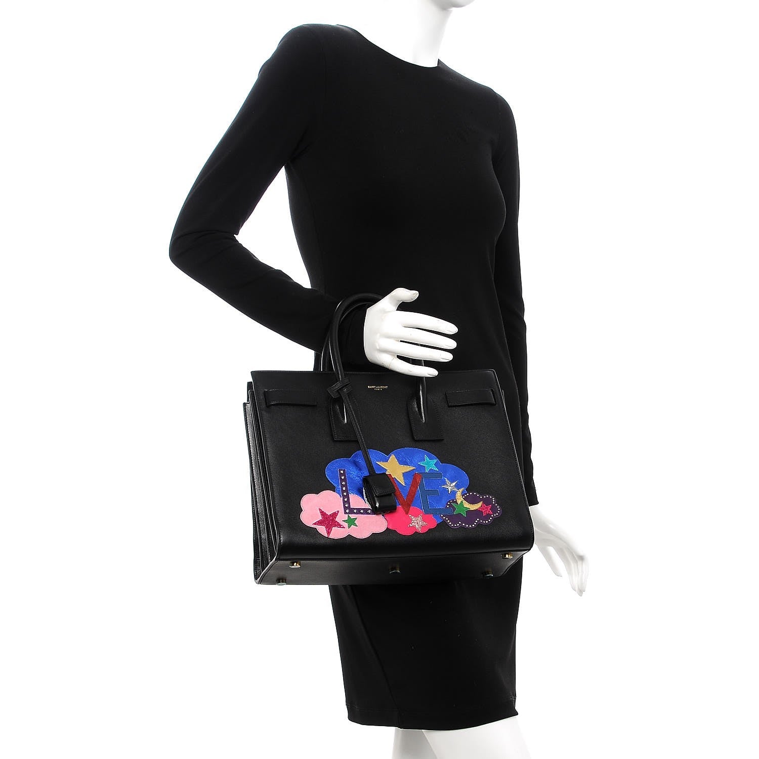 Saint Laurent Calfskin Love Patchwork Baby Sac De Jour Black 3 of 8