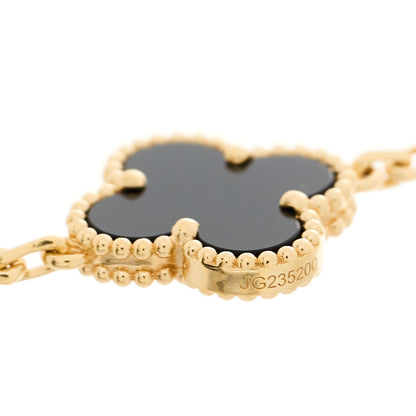 Van Cleef & Arpels 18K Yellow Gold Black Onyx 5 Motifs Vintage Alhambra Bracelet 4 of 5