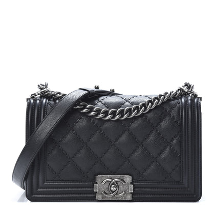 Chanel Calfskin Double Stitch Medium Boy Flap Black 1 of 12