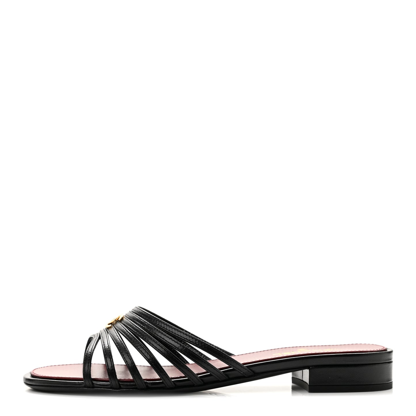 Goatskin Caged CC Slide Sandals 37 Black