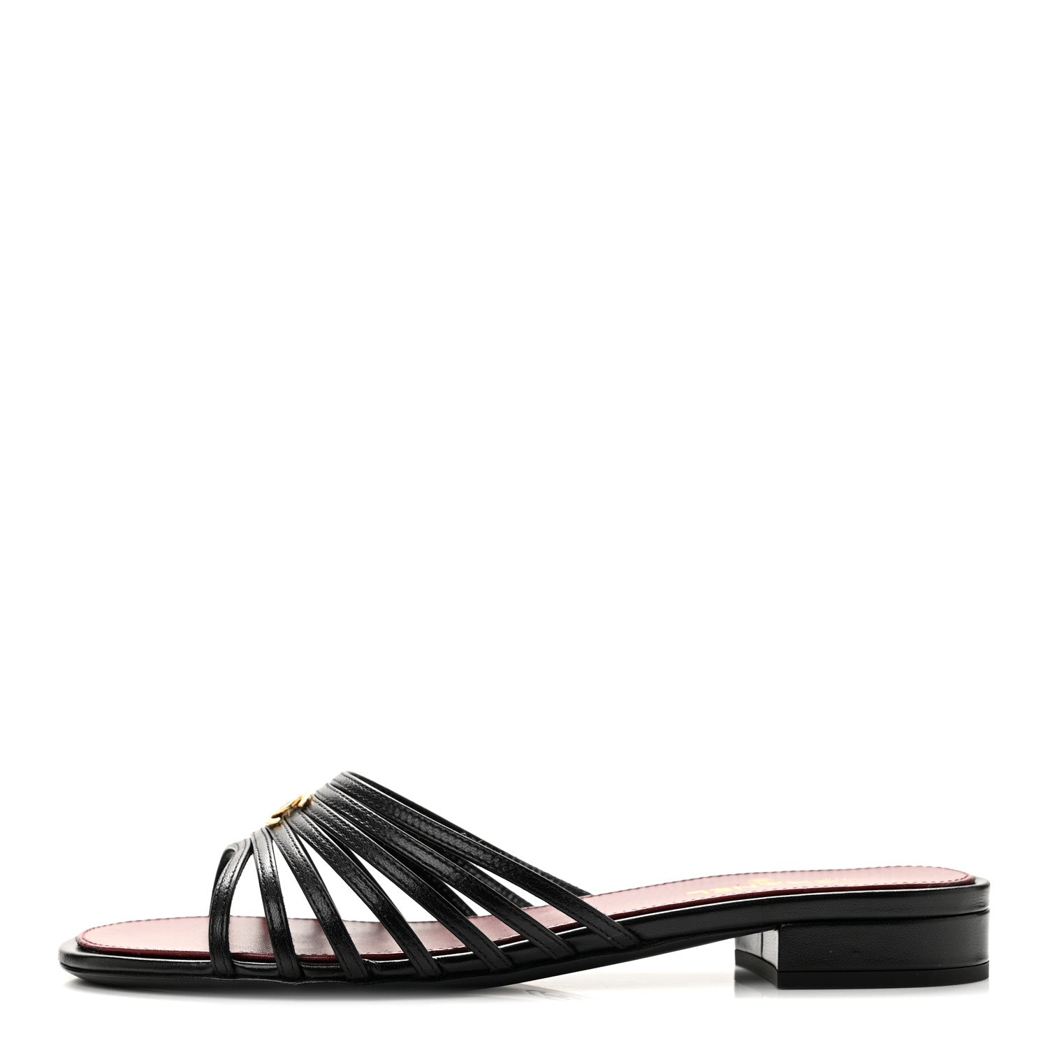 Chanel Goatskin Caged CC Slide Sandals 37 Black 1 of 9