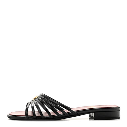 Chanel Goatskin Caged CC Slide Sandals 37 Black 1 of 9