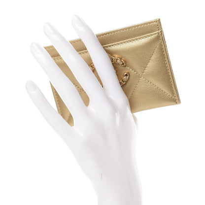 Chanel Metallic Goatskin Quilted Chanel 19 Card Holder Gold 2 of 9