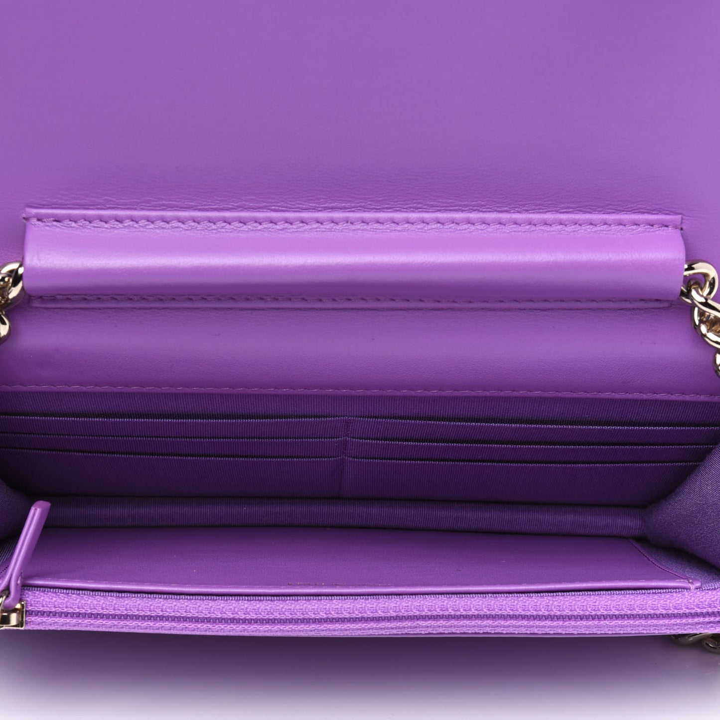 Caviar Quilted Boy Wallet On Chain WOC Purple