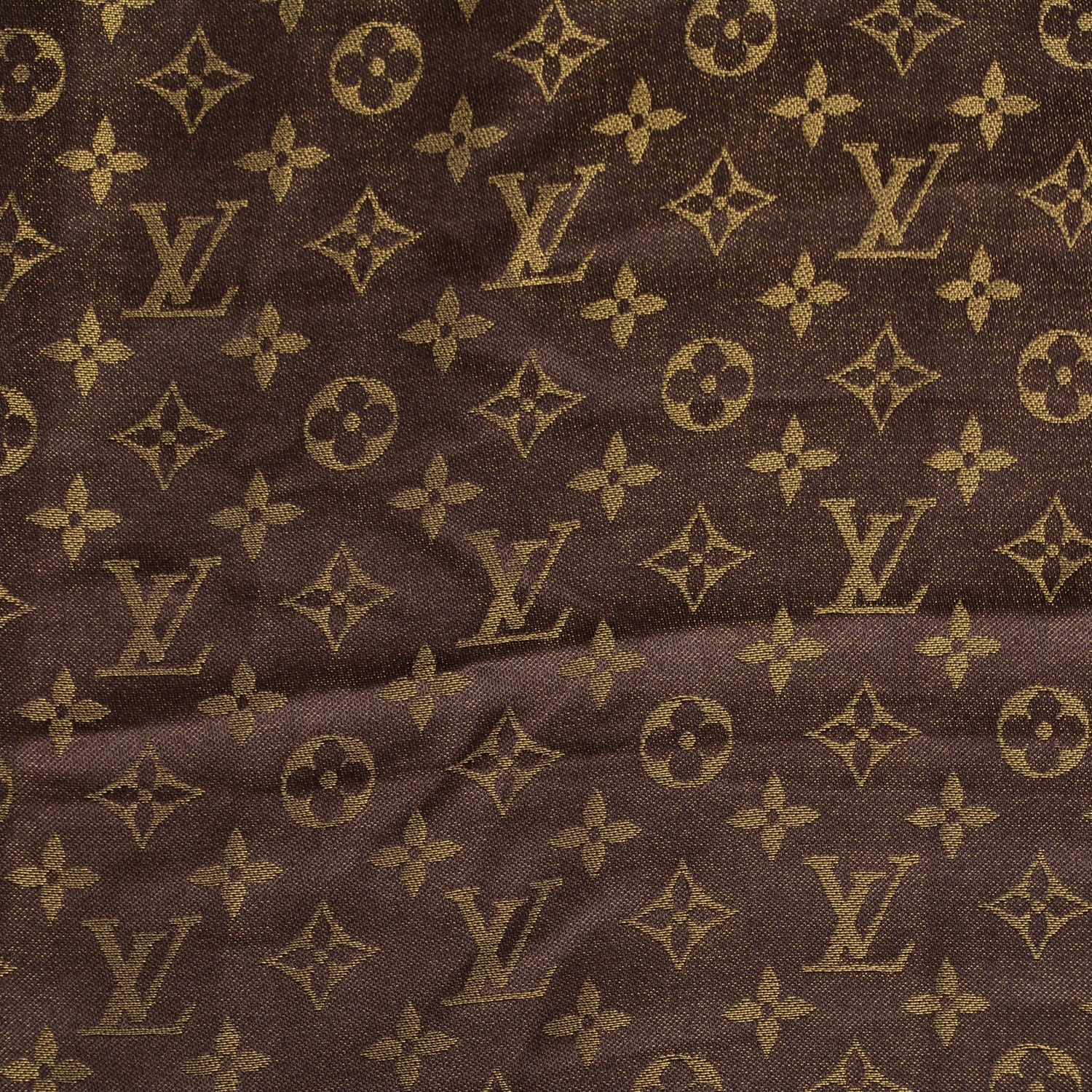 Louis Vuitton Silk Lurex Wool Monogram Shine Shawl Brown 1 of 5