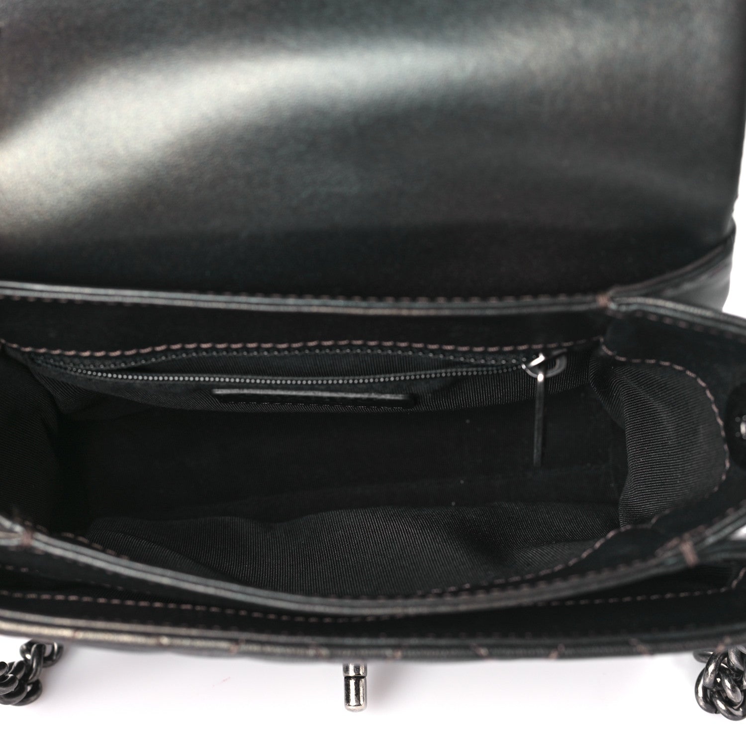 Chanel Metallic Goatskin Quilted Small Rock In Rome Flap Charcoal 4 of 8
