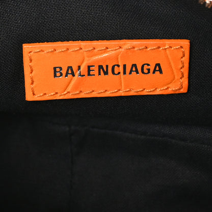 Balenciaga Extra Supple Calfskin Crocodile Embossed Le Cagole Shoulder Bag XS Pop Orange 6 of 10