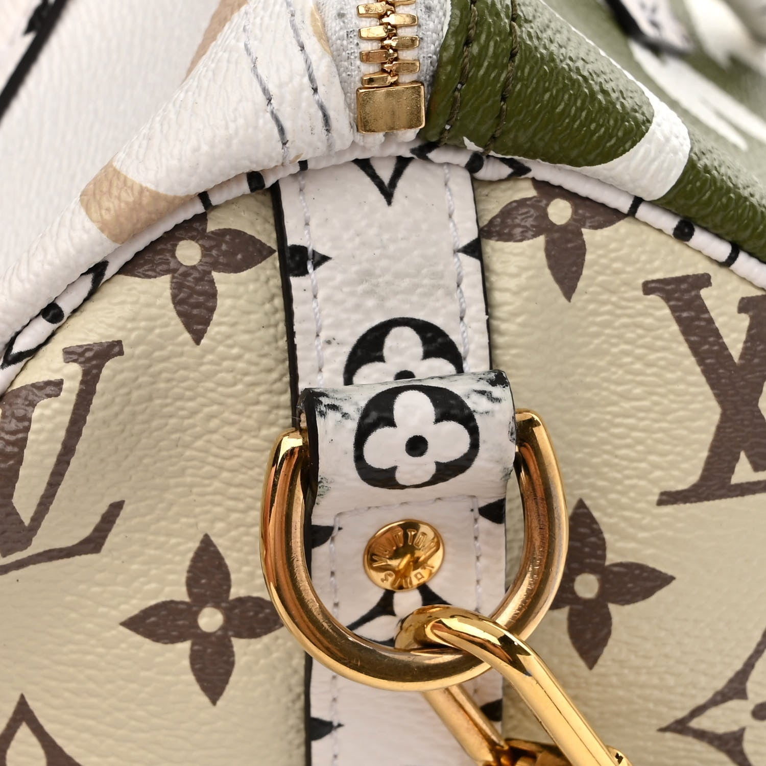 Louis Vuitton Monogram Giant Speedy Bandouliere 30 Kaki Beige 10 of 11
