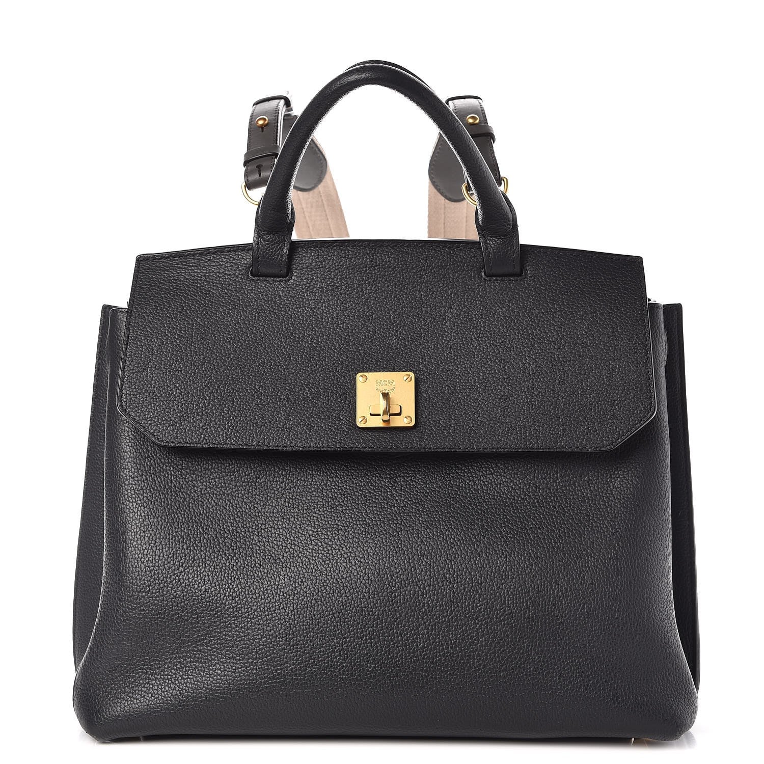 MCM Pebbled Calfskin Medium Milla Backpack Black 1 of 15