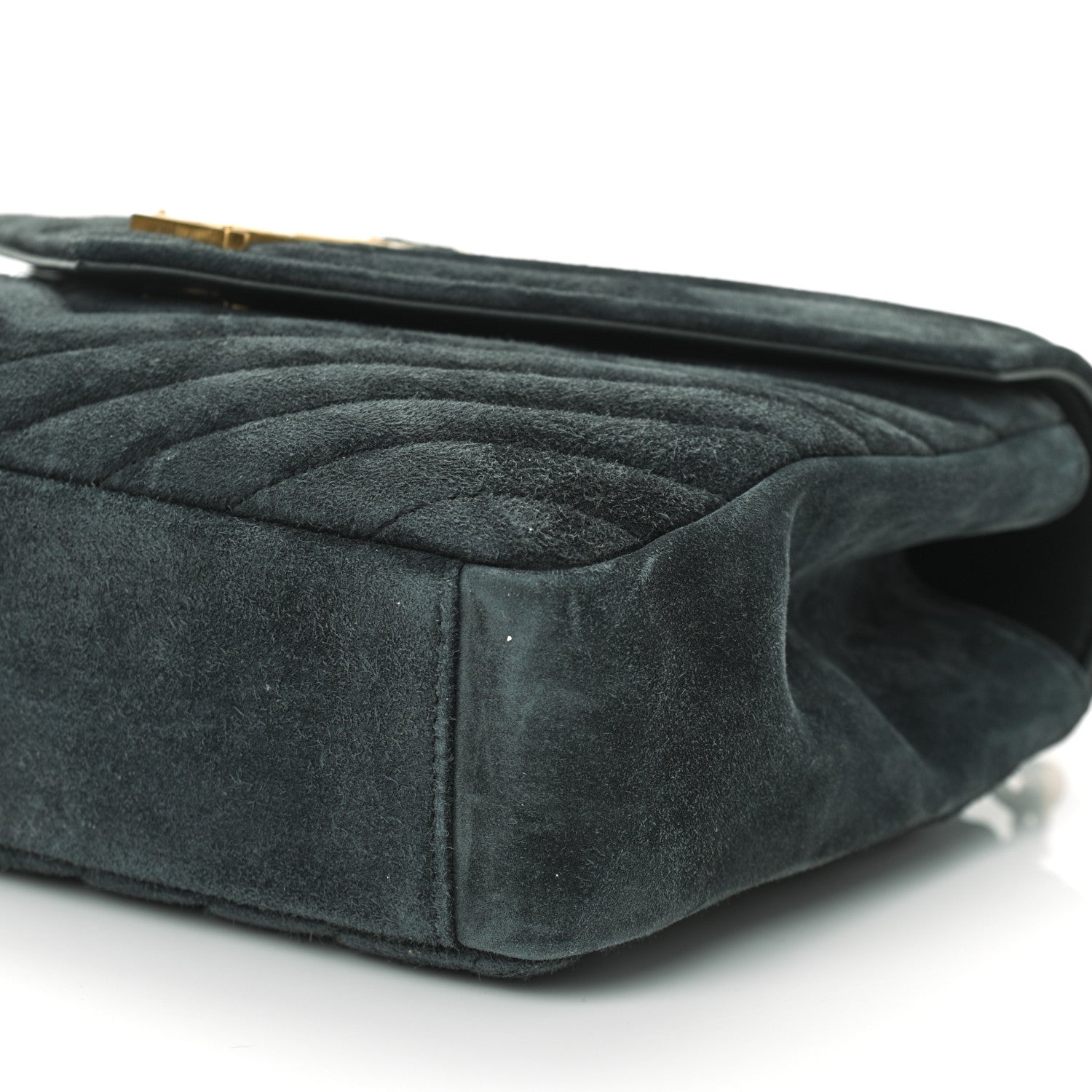 Saint Laurent Suede Matelasse Chevron Monogram Medium College Bag Deep Green 9 of 9
