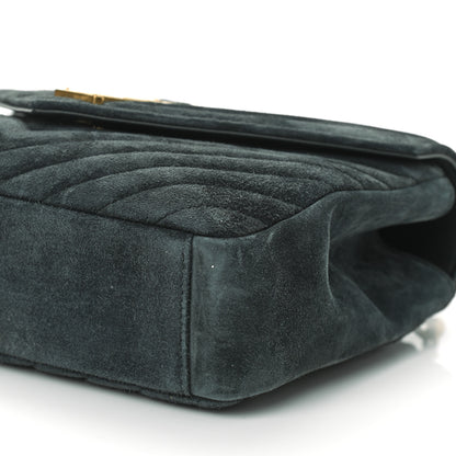 Saint Laurent Suede Matelasse Chevron Monogram Medium College Bag Deep Green 9 of 9