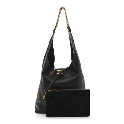 Chanel Shiny Lambskin Quilted Medium Hobo Black 3 of 11