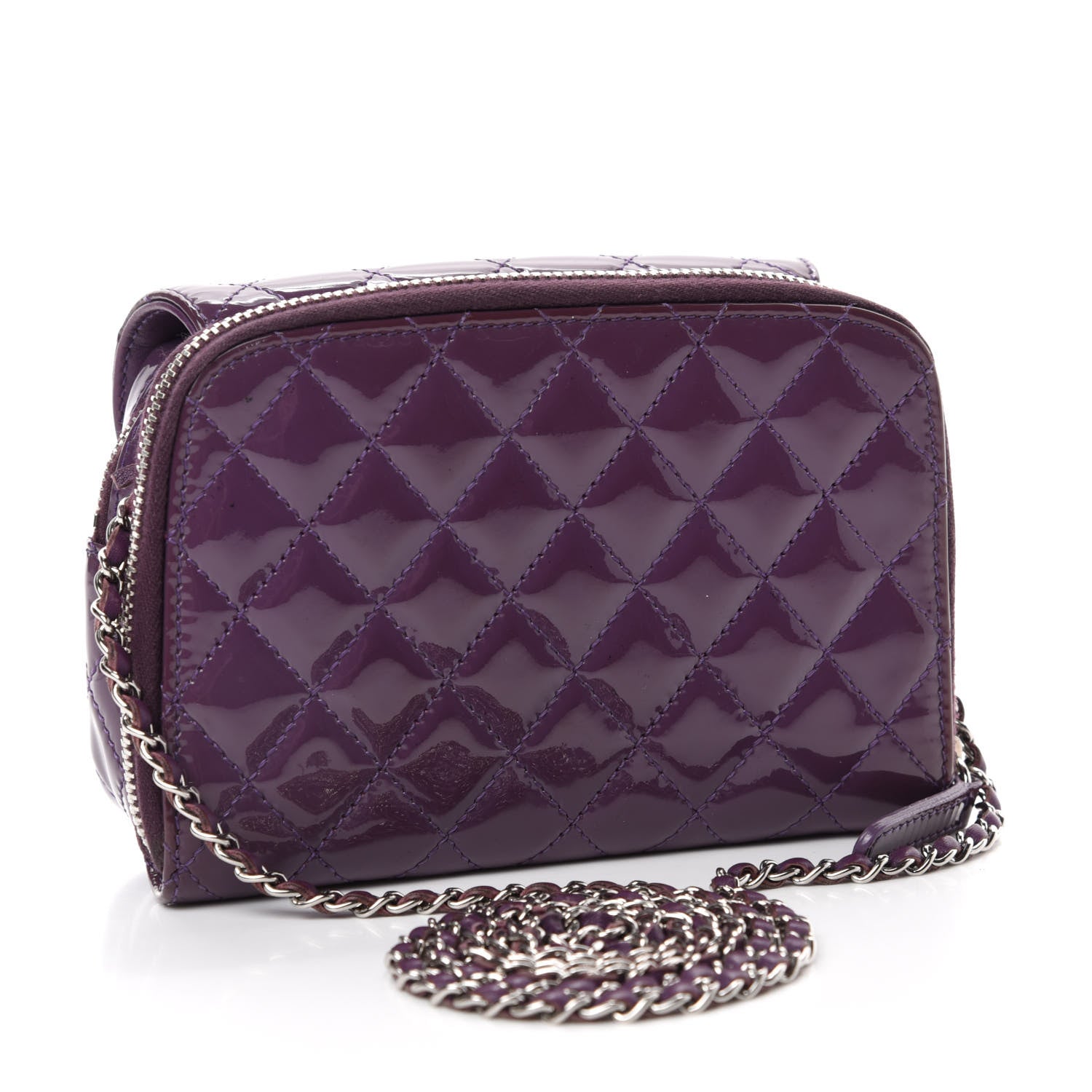 Chanel Patent Brilliant Mini Flap WOC Bag Violet 3 of 12