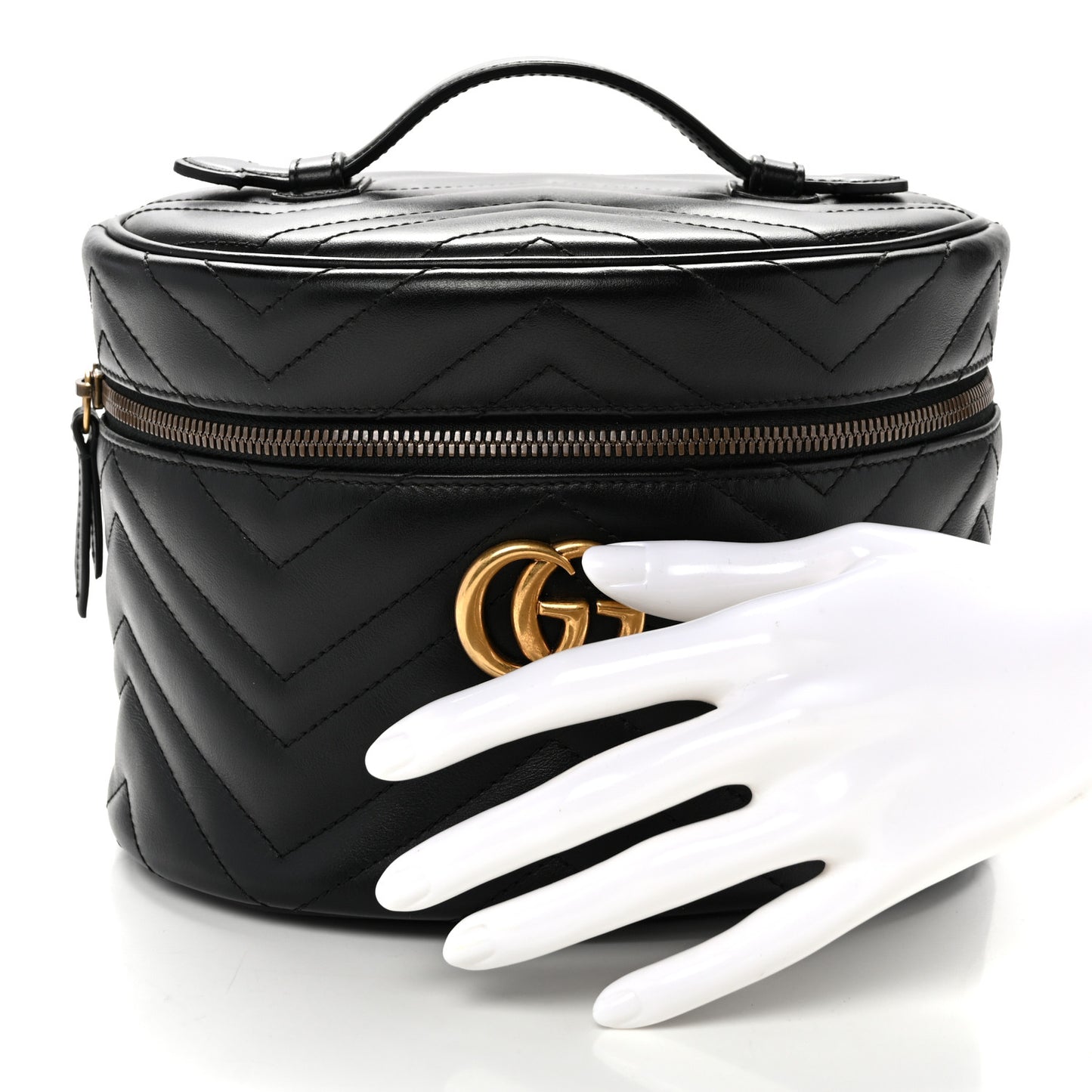 Calfskin Matelasse Small GG Marmont Vanity Cosmetic Case Black