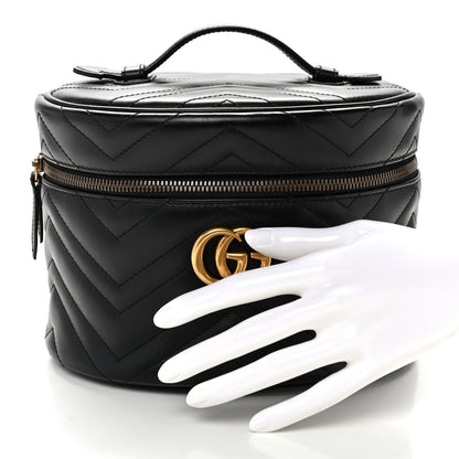 Gucci Calfskin Matelasse Small GG Marmont Vanity Cosmetic Case Black 2 of 11