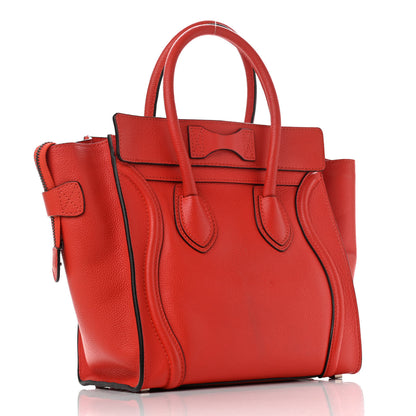 Celine Drummed Calfskin Micro Luggage Coquelicot 3 of 11