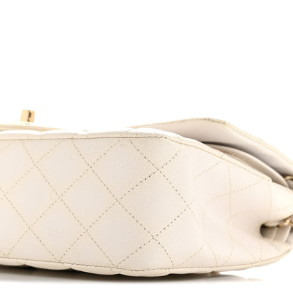 Chanel Caviar Quilted Medium Double Flap White 10 of 15