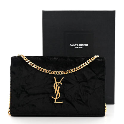 Saint Laurent Textured Velour Monogram Chain Wallet Black 13 of 13