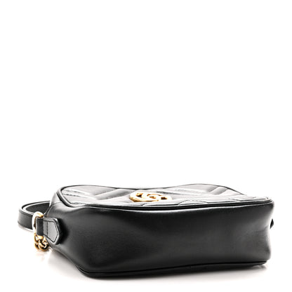 Gucci Calfskin Matelasse Mini GG Marmont Chain Shoulder Bag Black 4 of 11