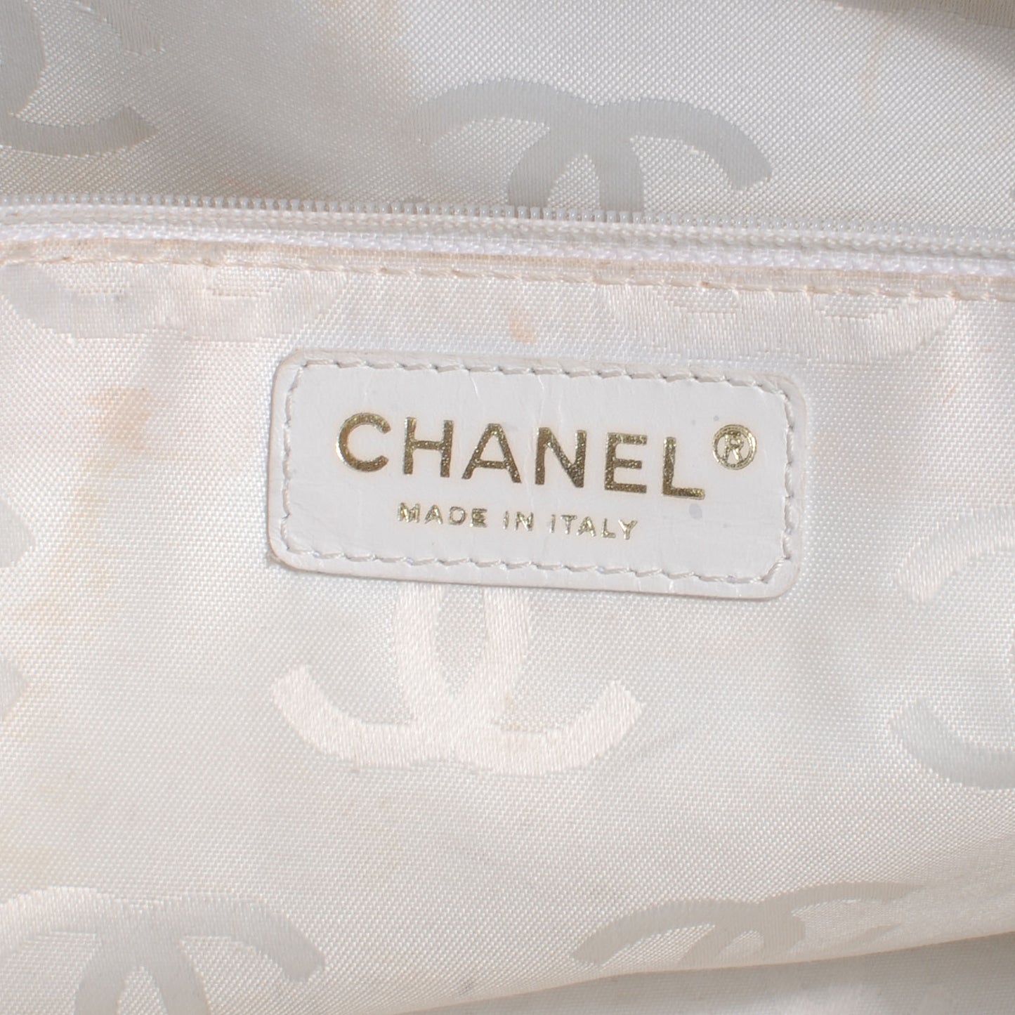 Patent Perforated Camellia Tote Ivory