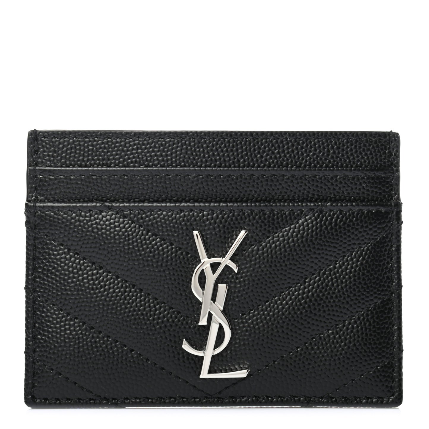 Grain De Poudre Matelasse Chevron Monogram Credit Card Case Black