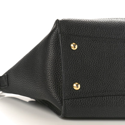 Salvatore Ferragamo Hammered Calfskin Double Handle Small Amy Tote Black 7 of 8