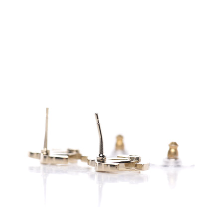 Chanel Crystal Metal CC Paris Button Stud Earrings Gold 5 of 6